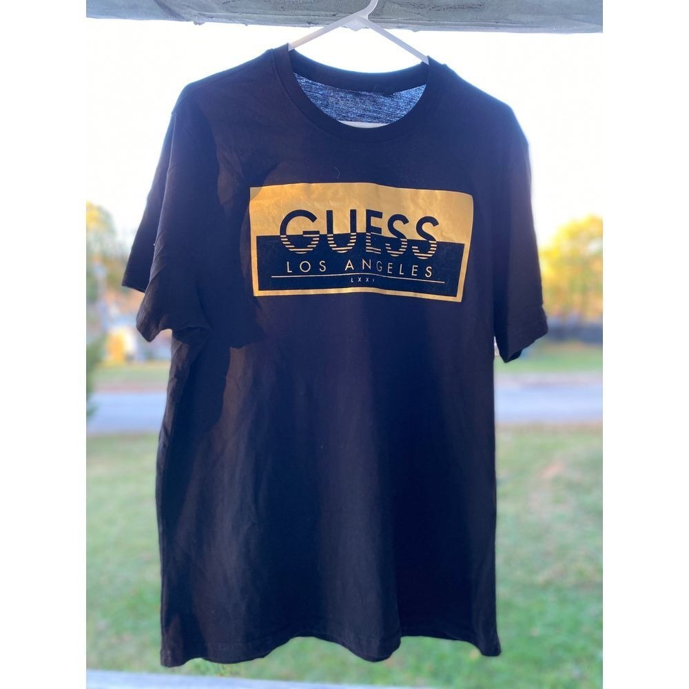 Guess Los Angeles 2XL men's short sleeve shirt Black Gold